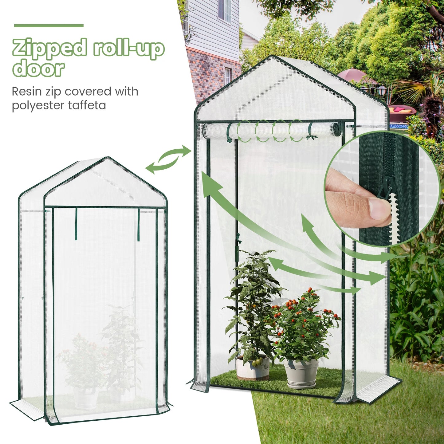Serre de jardin 1,5 m² — protège du froid & des nuisibles — idéale pour tomates, semis, herbes et fleurs — porte zippée enroulable — installation facile