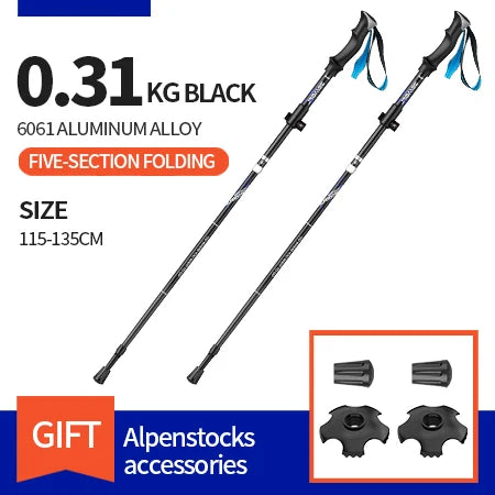 Bâtons de randonnée pliables 95–110 / 115–135 cm — Flip-Lock, EVA, pointe tungstène (paire) | AJ FlipLock