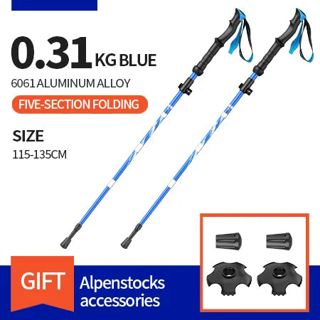 Bâtons de randonnée pliables 95–110 / 115–135 cm — Flip-Lock, EVA, pointe tungstène (paire) | AJ FlipLock
