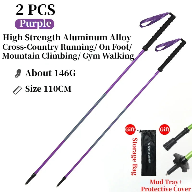Bâtons de randonnée pliables 7075 “N-Pole” — Quick-Lock, pointe tungstène | AJ QuickLock 7075