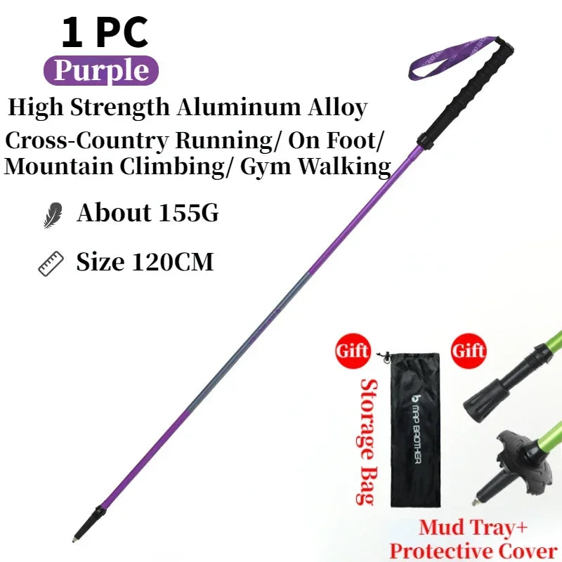 Bâtons de randonnée pliables 7075 “N-Pole” — Quick-Lock, pointe tungstène | AJ QuickLock 7075
