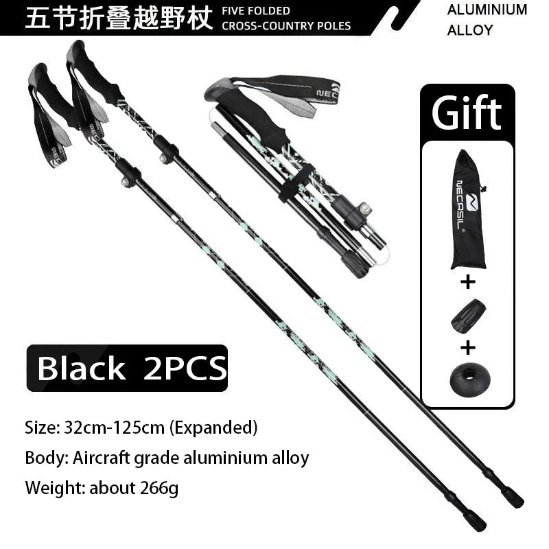 Super Light Telescopic Trekking Poles Portable Nordic Walking Sticks for Outdoor Camping Hiking Easy to Fold Alpenstock