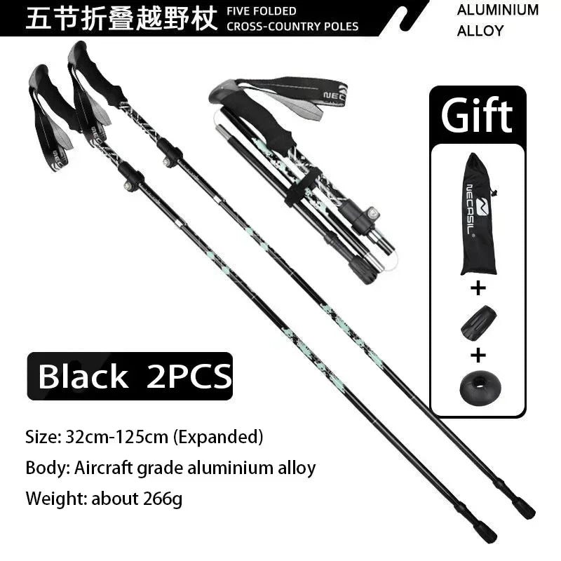 Super Light Telescopic Trekking Poles Portable Nordic Walking Sticks for Outdoor Camping Hiking Easy to Fold Alpenstock