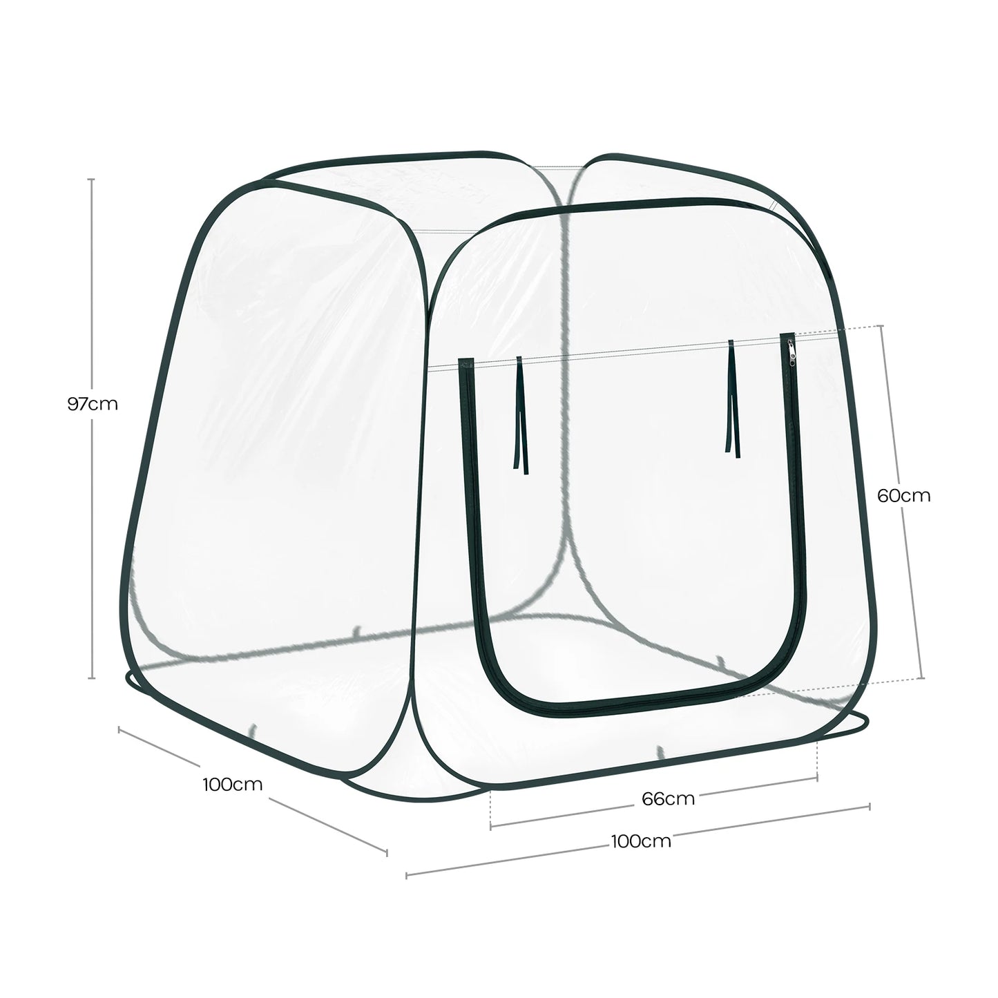 Mini-serre pop-up transparente — porte zippée en U — protection gel & nuisibles — intérieur / balcon / jardin - 70x70x80 cm - 0.56m²