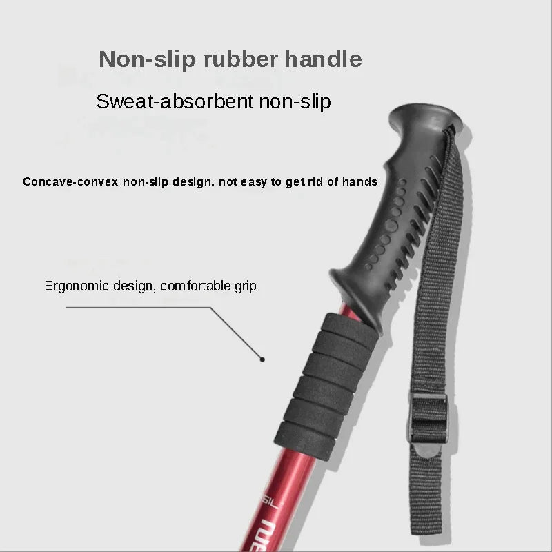 Bâtons randonnée 63–135 cm — verrou interne, anti-choc, poignée caoutchouc/EVA (paire) | AJ SpringLock 63