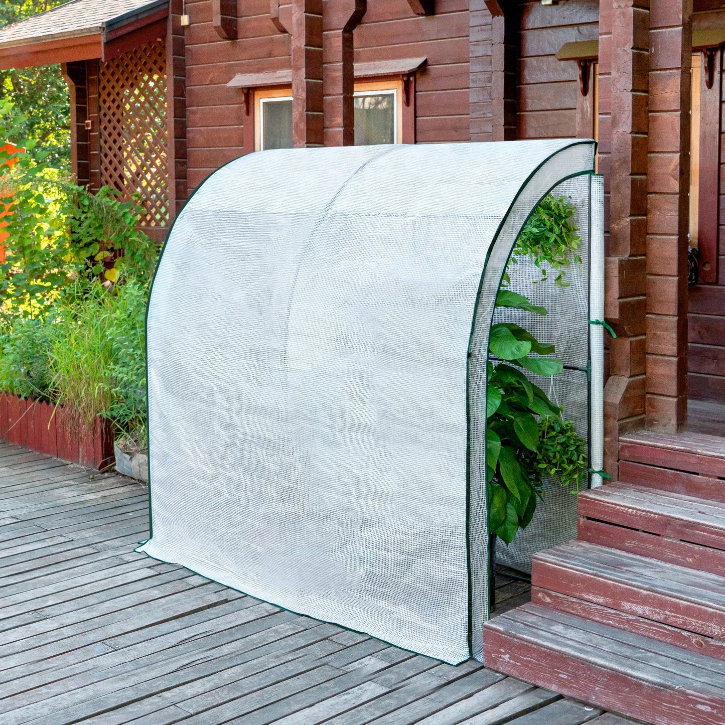 Serre jardin adossée 2 m² — portes enroulables — protection gel & UV — montage facile (bâche PE renforcée)