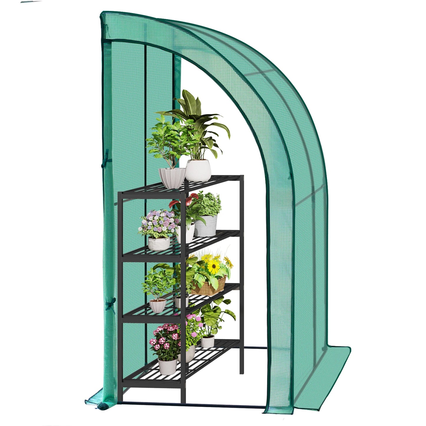 Serre jardin adossée 2 m² — portes enroulables — protection gel & UV — montage facile (bâche PE renforcée)