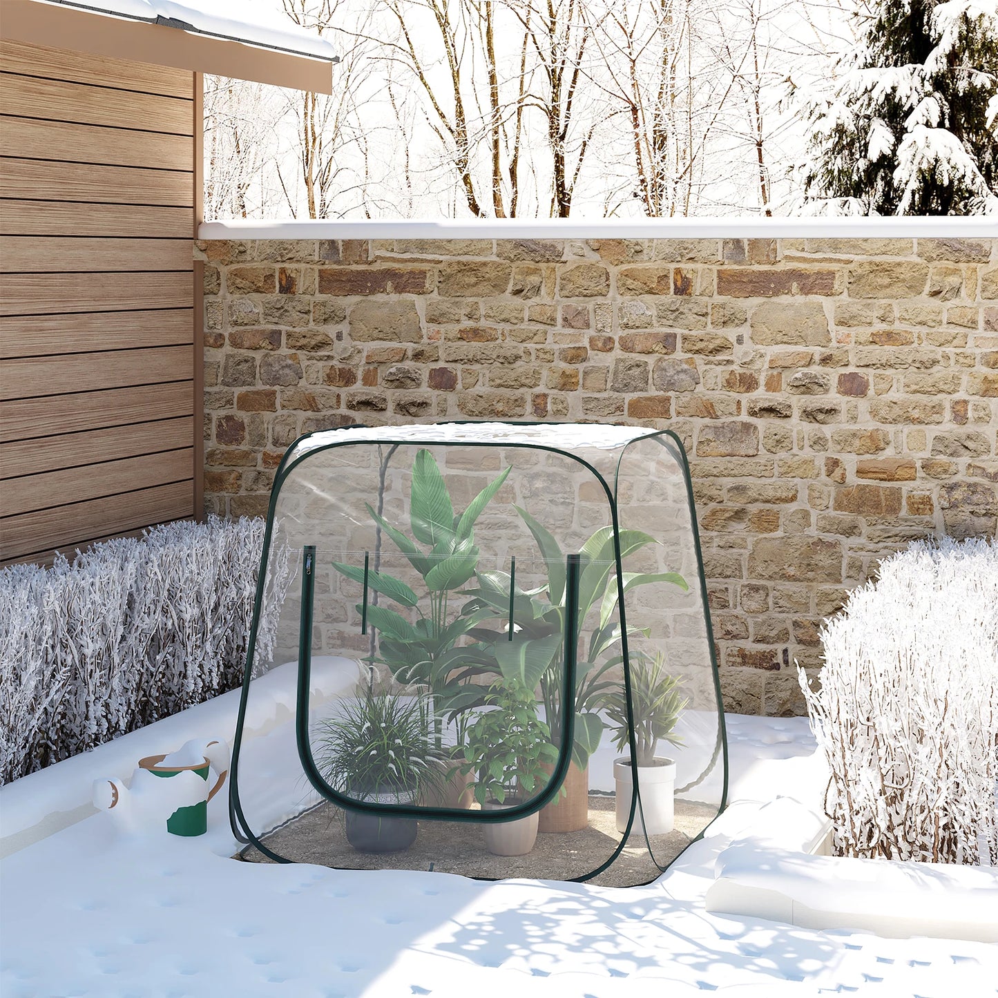 Mini-serre pop-up transparente — porte zippée en U — protection gel & nuisibles — intérieur / balcon / jardin - 70x70x80 cm - 0.56m²