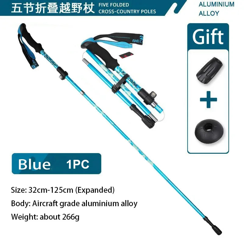 Super Light Telescopic Trekking Poles Portable Nordic Walking Sticks for Outdoor Camping Hiking Easy to Fold Alpenstock
