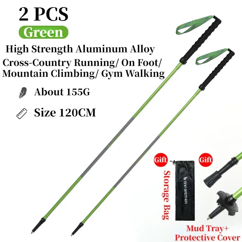 Bâtons de randonnée pliables 7075 “N-Pole” — Quick-Lock, pointe tungstène | AJ QuickLock 7075