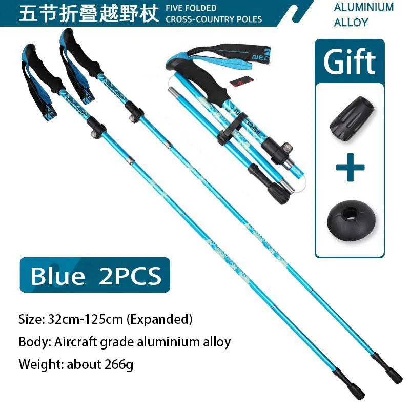 Super Light Telescopic Trekking Poles Portable Nordic Walking Sticks for Outdoor Camping Hiking Easy to Fold Alpenstock