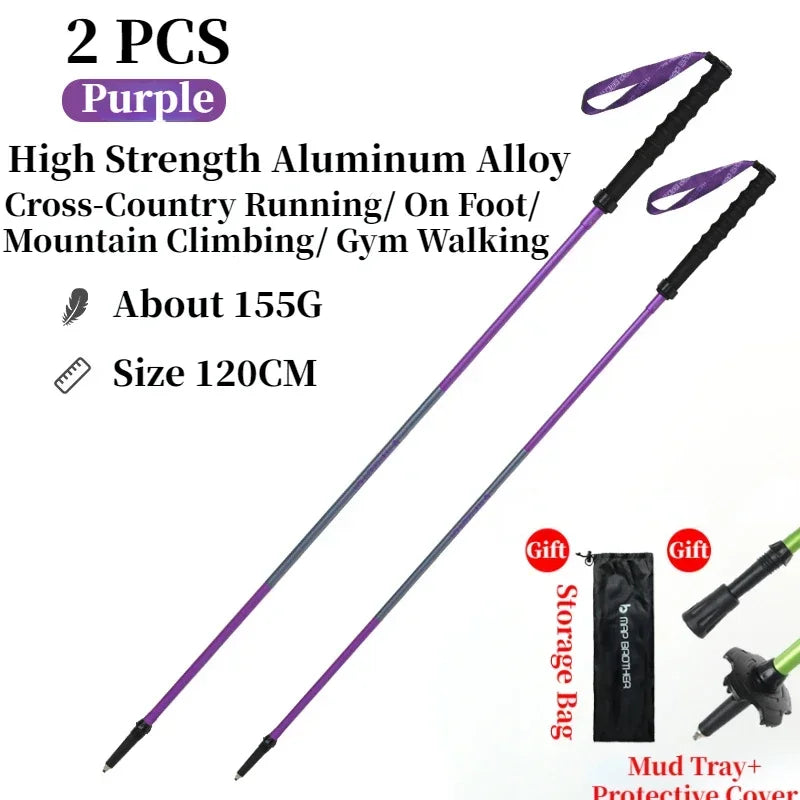 Bâtons de randonnée pliables 7075 “N-Pole” — Quick-Lock, pointe tungstène | AJ QuickLock 7075