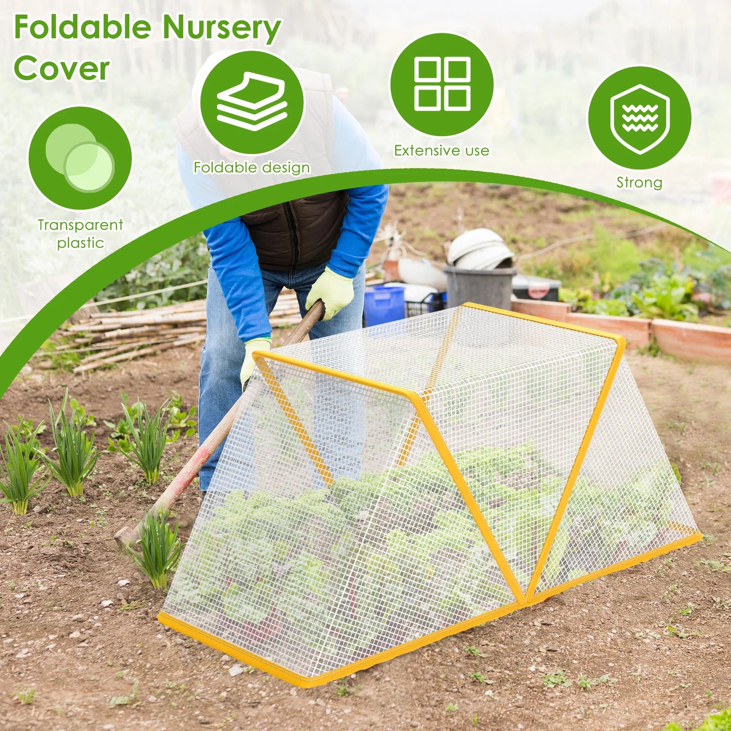 Mini serre 0,27 m² — intérieur & extérieur — anti-insectes & anti-UV — respirant, coupe-vent, portable (avec piquets)