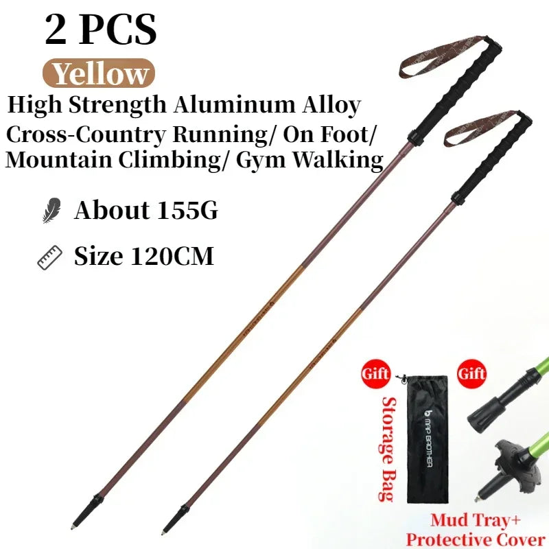 Bâtons de randonnée pliables 7075 “N-Pole” — Quick-Lock, pointe tungstène | AJ QuickLock 7075