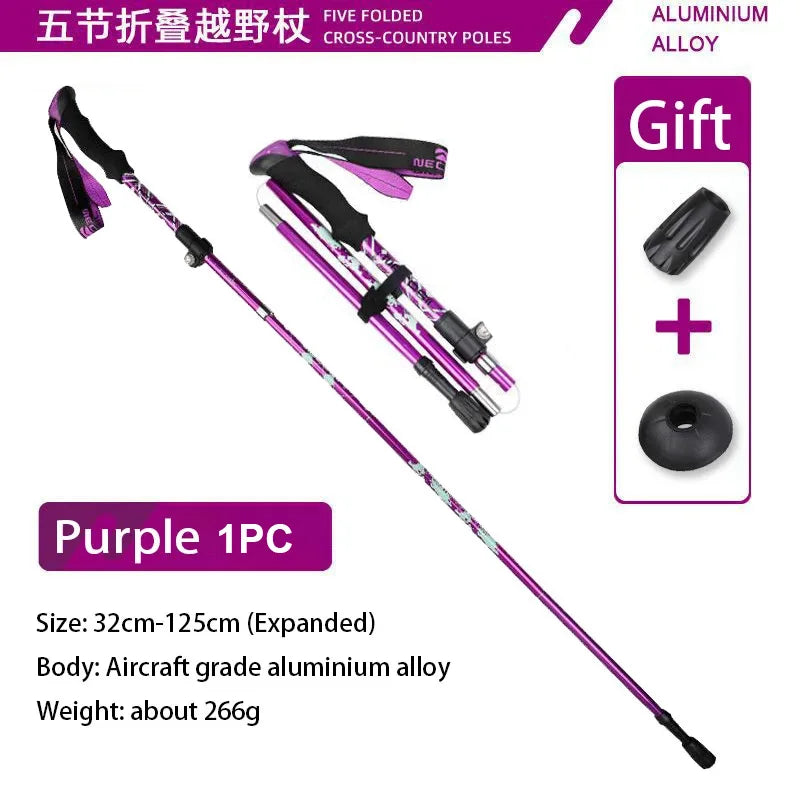 Super Light Telescopic Trekking Poles Portable Nordic Walking Sticks for Outdoor Camping Hiking Easy to Fold Alpenstock