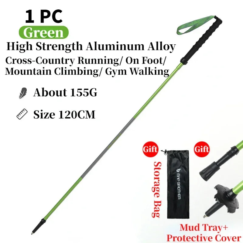 Bâtons de randonnée pliables 7075 “N-Pole” — Quick-Lock, pointe tungstène | AJ QuickLock 7075