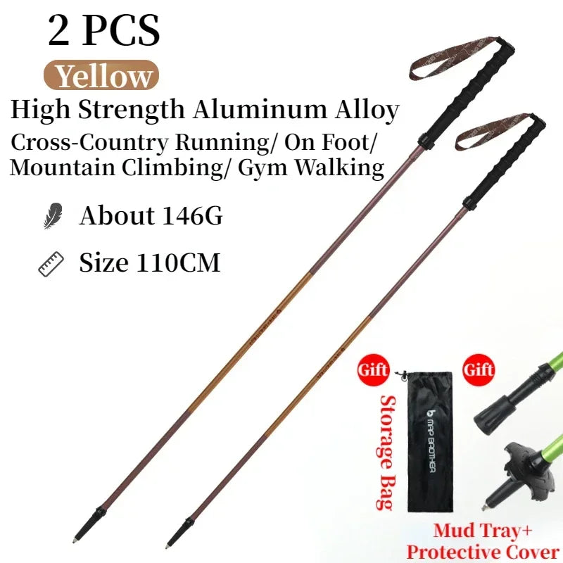 Bâtons de randonnée pliables 7075 “N-Pole” — Quick-Lock, pointe tungstène | AJ QuickLock 7075