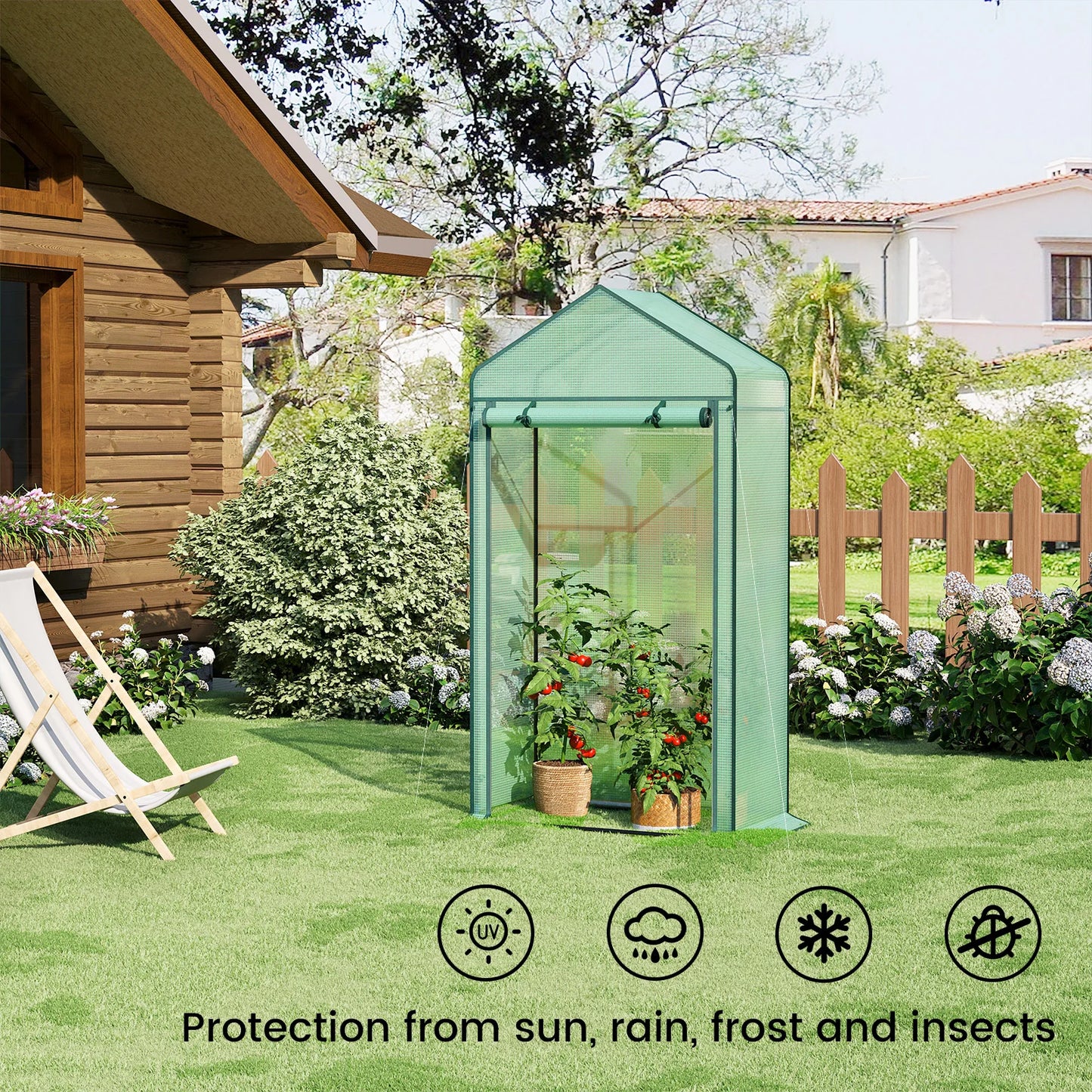 Serre de jardin 1,5 m² — protège du froid & des nuisibles — idéale pour tomates, semis, herbes et fleurs — porte zippée enroulable — installation facile