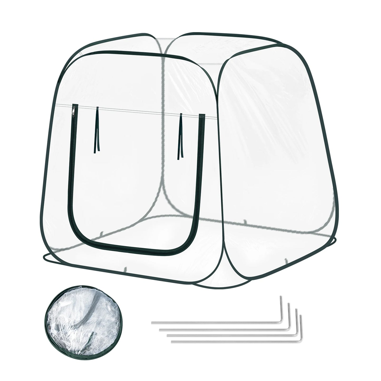 Mini-serre pop-up transparente — porte zippée en U — protection gel & nuisibles — intérieur / balcon / jardin - 70x70x80 cm - 0.56m²