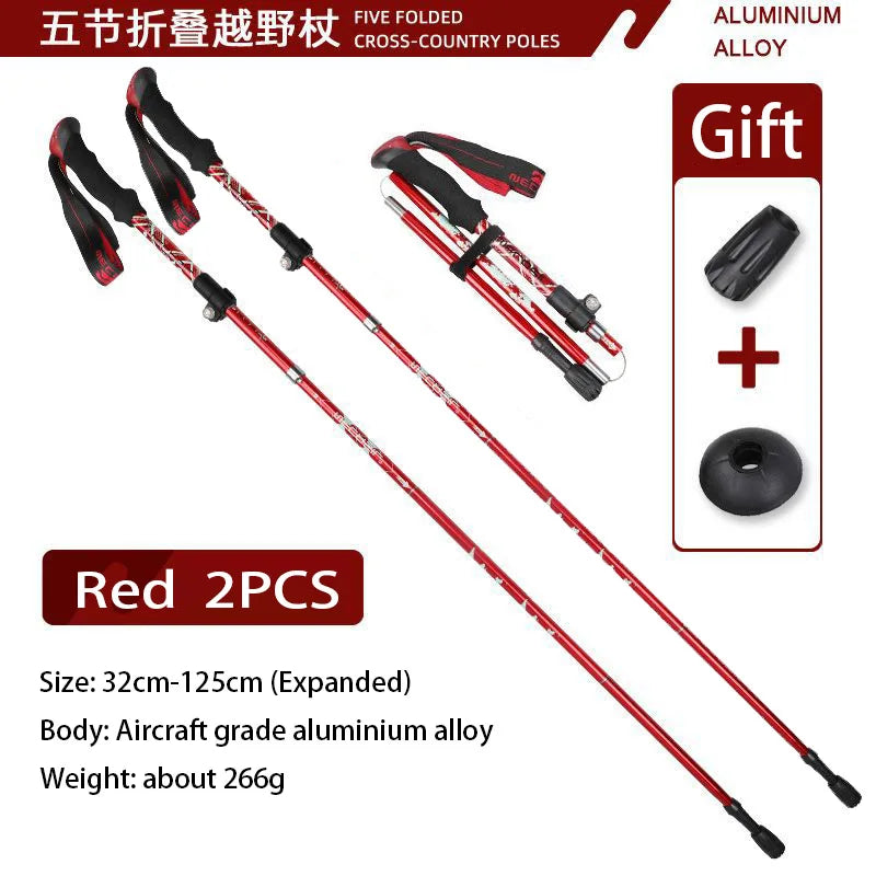 Super Light Telescopic Trekking Poles Portable Nordic Walking Sticks for Outdoor Camping Hiking Easy to Fold Alpenstock