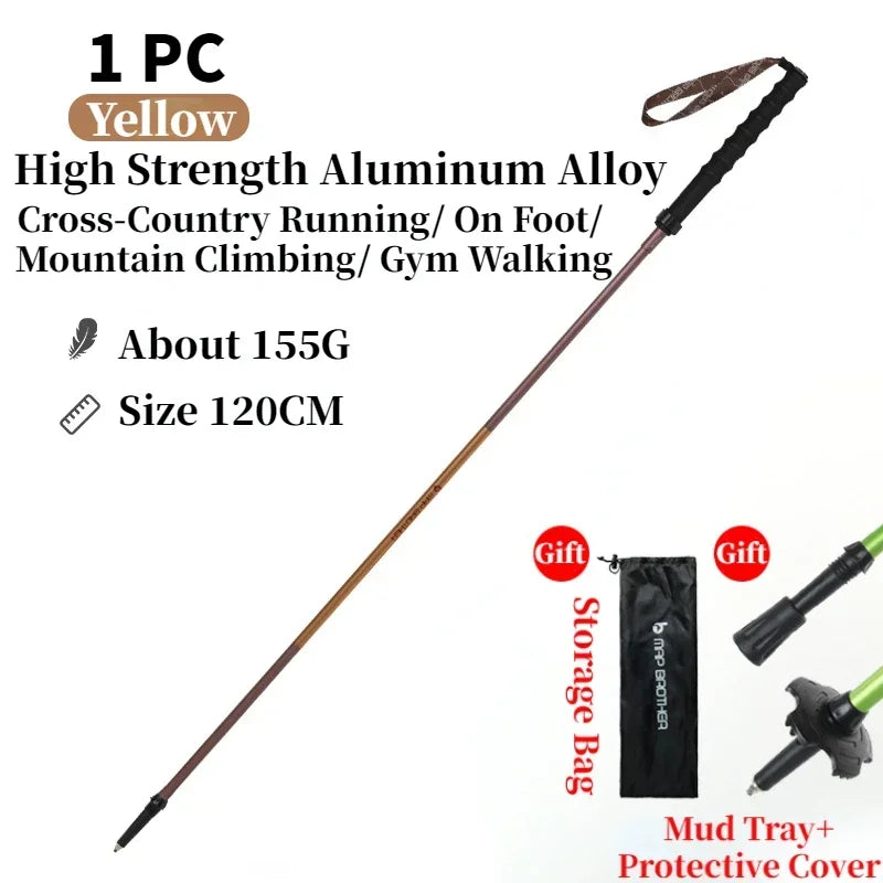 Bâtons de randonnée pliables 7075 “N-Pole” — Quick-Lock, pointe tungstène | AJ QuickLock 7075