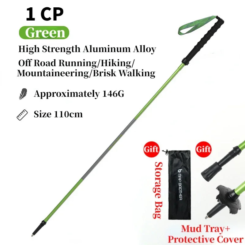 Bâtons de randonnée pliables 7075 “N-Pole” — Quick-Lock, pointe tungstène | AJ QuickLock 7075