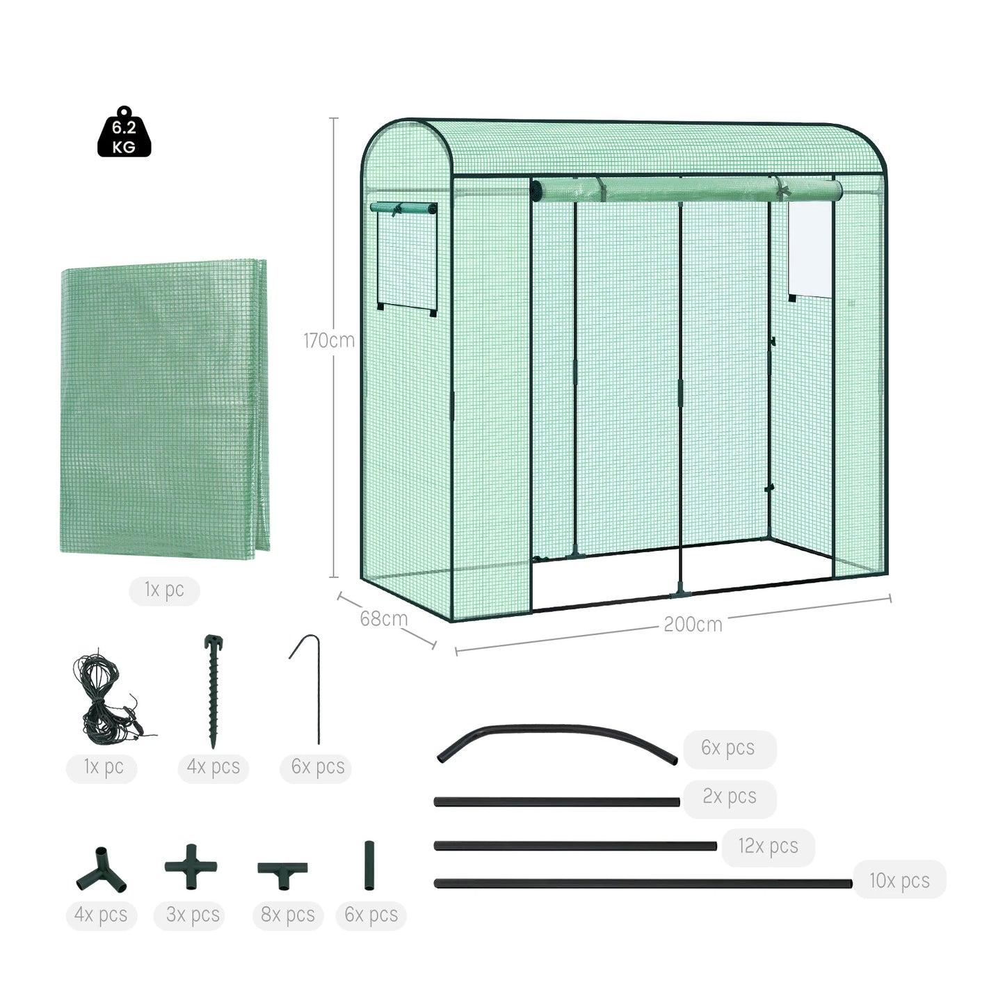 Serre jardin 1,16 m² — idéale pour tomates, semis, herbes et fleurs — portes & fenêtres enroulables — protection gel/UV — montage facile