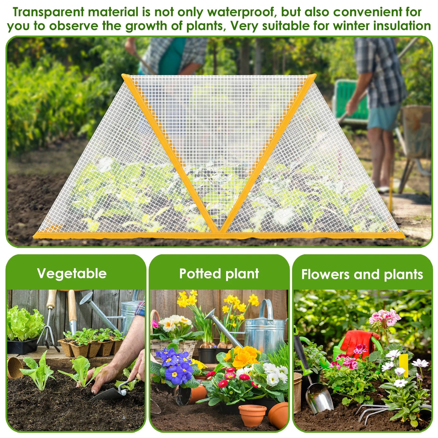 Mini serre 0,27 m² — intérieur & extérieur — anti-insectes & anti-UV — respirant, coupe-vent, portable (avec piquets)