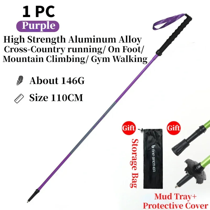 Bâtons de randonnée pliables 7075 “N-Pole” — Quick-Lock, pointe tungstène | AJ QuickLock 7075