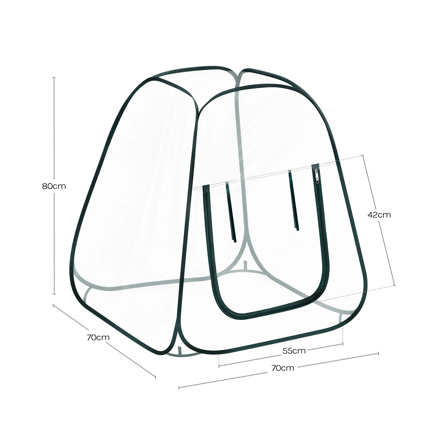 Mini-serre pop-up transparente — porte zippée en U — protection gel & nuisibles — intérieur / balcon / jardin - 70x70x80 cm - 0.56m²