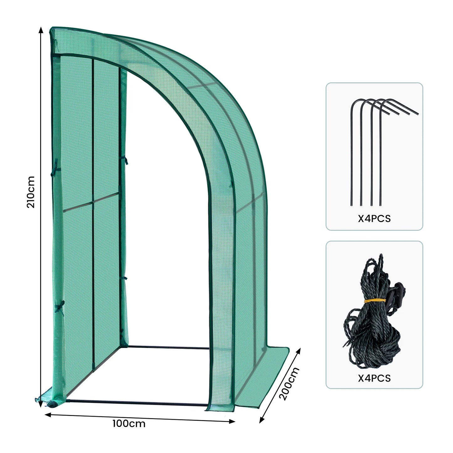 Serre jardin adossée 2 m² — portes enroulables — protection gel & UV — montage facile (bâche PE renforcée)