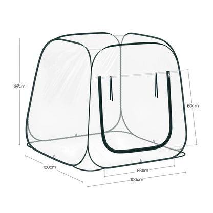 Mini-serre pop-up transparente — porte zippée en U — protection gel & nuisibles — intérieur / balcon / jardin - 70x70x80 cm - 0.56m²