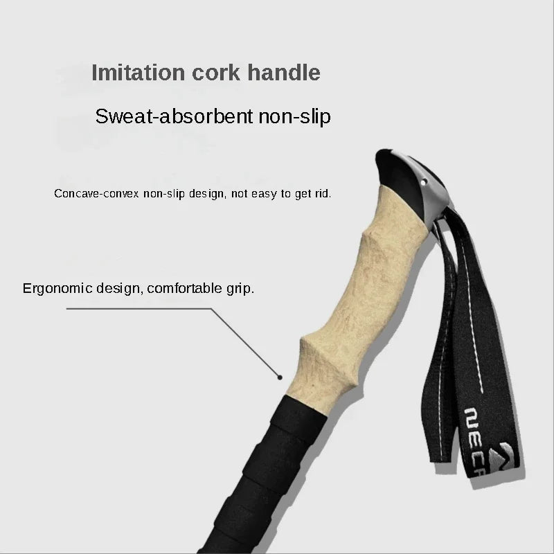 Bâtons randonnée 62–135 cm — flip-lock, anti-choc, poignée EVA (paire) | AJ HikeLock 62