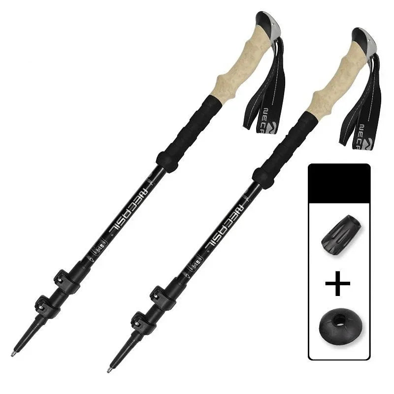 Bâtons randonnée 62–135 cm — flip-lock, anti-choc, poignée EVA (paire) | AJ HikeLock 62