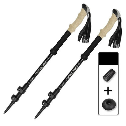 Bâtons randonnée 62–135 cm — flip-lock, anti-choc, poignée EVA (paire) | AJ HikeLock 62