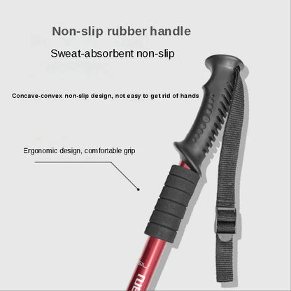 Bâtons randonnée 63–135 cm — verrou interne, anti-choc, poignée caoutchouc/EVA (paire) | AJ SpringLock 63