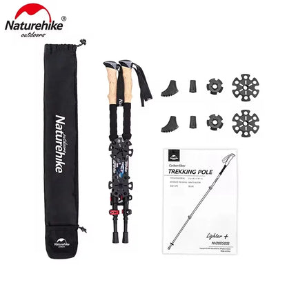 Bâtons de randonnée carbone télescopiques 62–135 cm — Flip-Lock, EVA, pointe tungstène | AJ Carbon TL