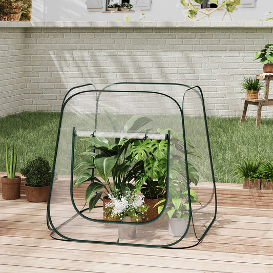 Mini-serre pop-up transparente — porte zippée en U — protection gel & nuisibles — intérieur / balcon / jardin - 100x100x97 cm - 0.97m²