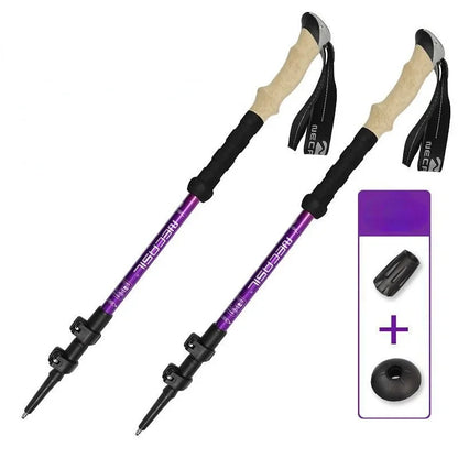 Bâtons randonnée 62–135 cm — flip-lock, anti-choc, poignée EVA (paire) | AJ HikeLock 62