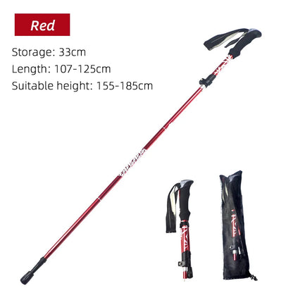 Bâton de randonnée pliable 5 sections jusqu’à 130 cm — poignée mousse, pointe tungstène | AJ TrekZ 130