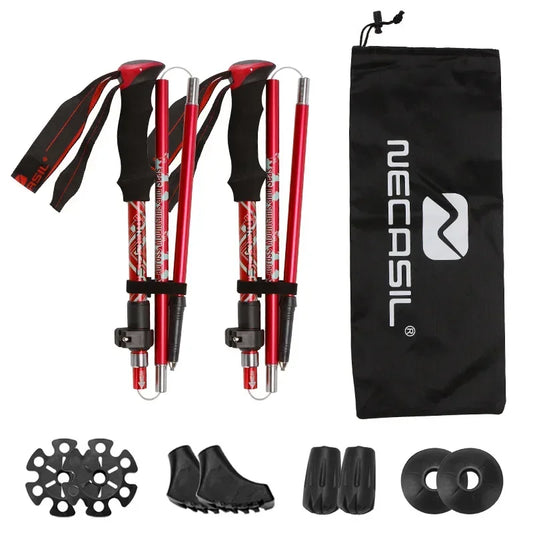 2PCS Ultralight Foldable Trekking Poles Sets Telescopic Nordic Walking Sticks Portable Outdoor Camping Hiking Gear