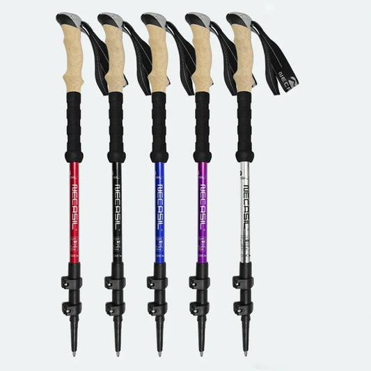 Bâtons randonnée 62–135 cm — flip-lock, anti-choc, poignée EVA (paire) | AJ HikeLock 62