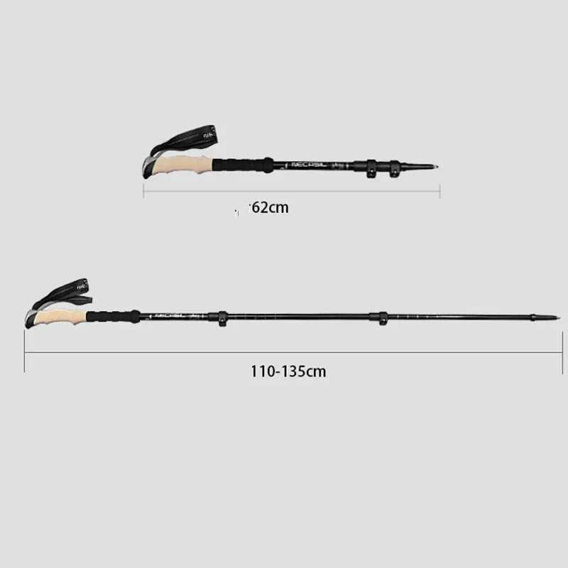 Bâtons randonnée 62–135 cm — flip-lock, anti-choc, poignée EVA (paire) | AJ HikeLock 62