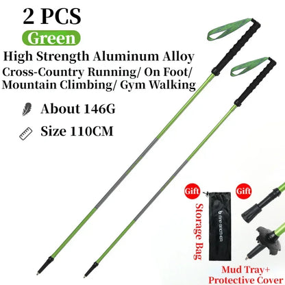 Bâtons de randonnée pliables 7075 “N-Pole” — Quick-Lock, pointe tungstène | AJ QuickLock 7075