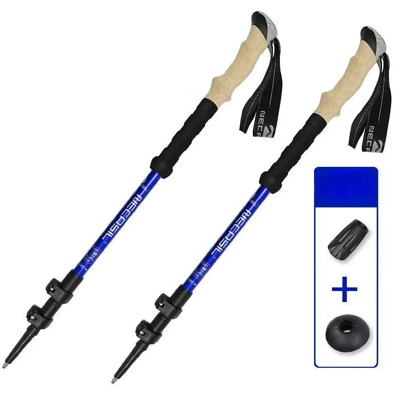 Bâtons randonnée 62–135 cm — flip-lock, anti-choc, poignée EVA (paire) | AJ HikeLock 62