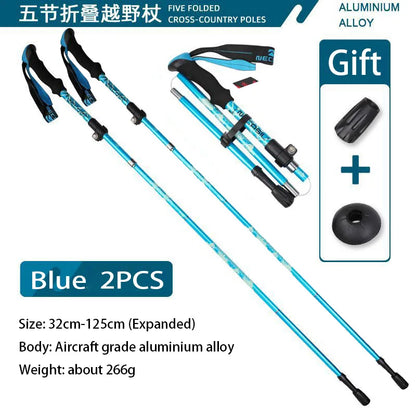 Super Light Telescopic Trekking Poles Portable Nordic Walking Sticks for Outdoor Camping Hiking Easy to Fold Alpenstock