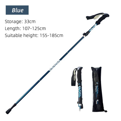 Bâton de randonnée pliable 5 sections jusqu’à 130 cm — poignée mousse, pointe tungstène | AJ TrekZ 130