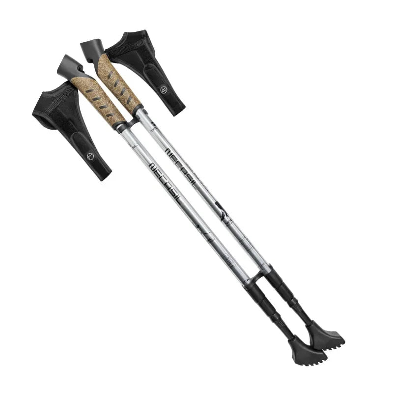 Bâtons marche nordique 63–135 cm — liège, alu 7075, verrou cuivre (paire) | AJ Nordik 7075