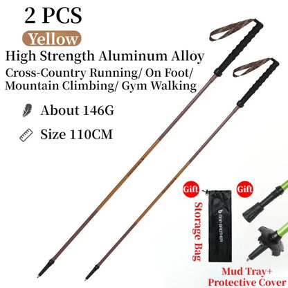 Bâtons de randonnée pliables 7075 “N-Pole” — Quick-Lock, pointe tungstène | AJ QuickLock 7075