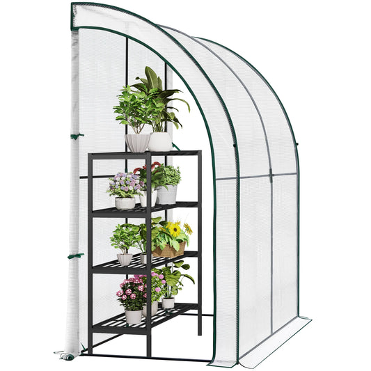 Serre jardin adossée 2 m² — portes enroulables — protection gel & UV — montage facile (bâche PE renforcée)